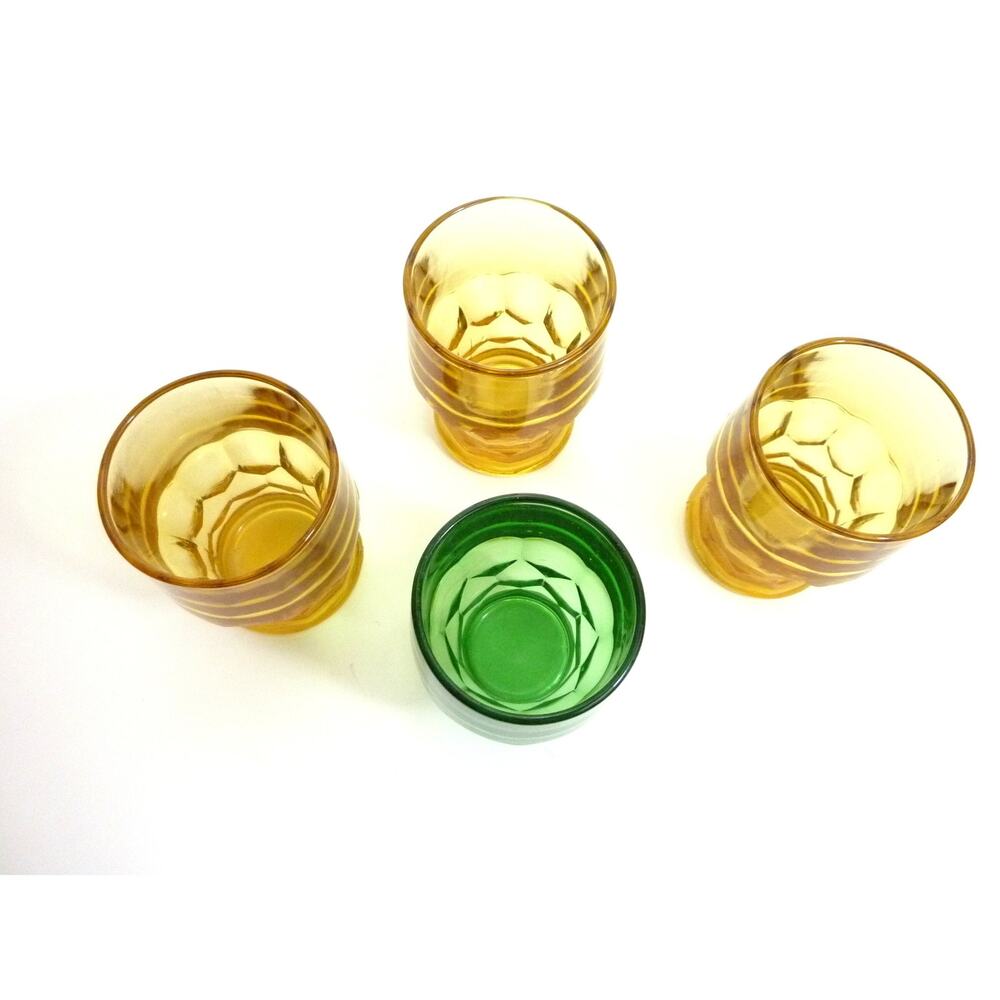 Vintage Georgian Tumblers glass drinking amber green glass tumblers set 4 - Picture 2 of 4